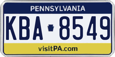 PA license plate KBA8549