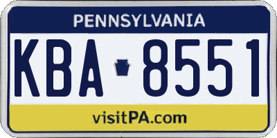PA license plate KBA8551