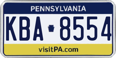 PA license plate KBA8554