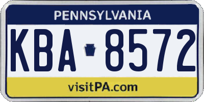 PA license plate KBA8572