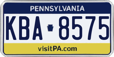 PA license plate KBA8575