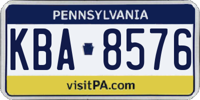 PA license plate KBA8576