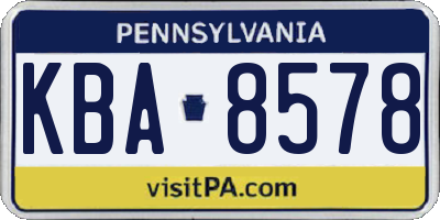 PA license plate KBA8578