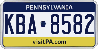 PA license plate KBA8582