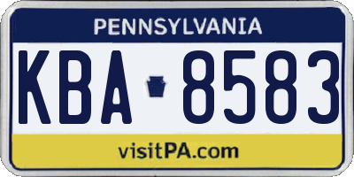PA license plate KBA8583