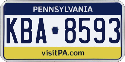 PA license plate KBA8593