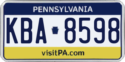 PA license plate KBA8598