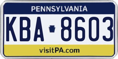 PA license plate KBA8603