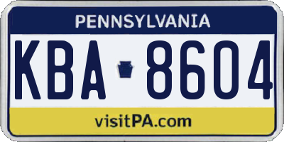 PA license plate KBA8604