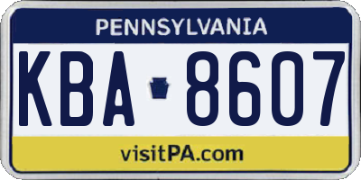 PA license plate KBA8607