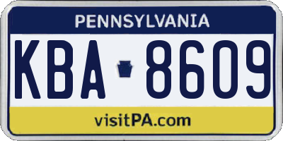 PA license plate KBA8609