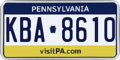PA license plate KBA8610