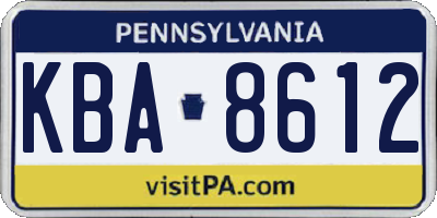 PA license plate KBA8612