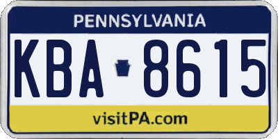 PA license plate KBA8615