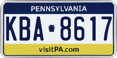 PA license plate KBA8617