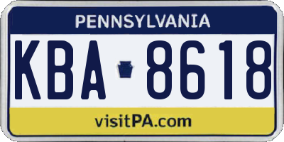 PA license plate KBA8618