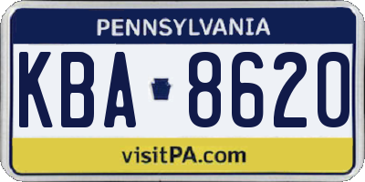 PA license plate KBA8620