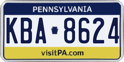PA license plate KBA8624