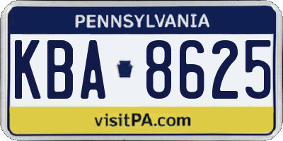 PA license plate KBA8625