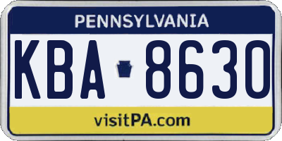 PA license plate KBA8630
