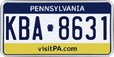 PA license plate KBA8631