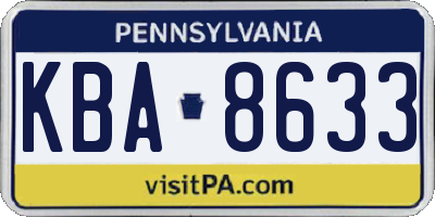 PA license plate KBA8633
