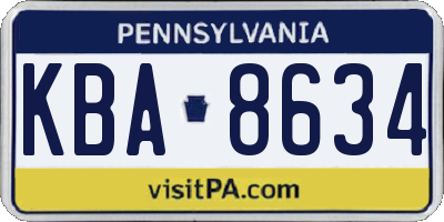 PA license plate KBA8634