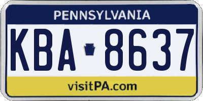 PA license plate KBA8637