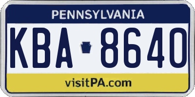 PA license plate KBA8640