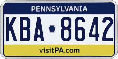 PA license plate KBA8642