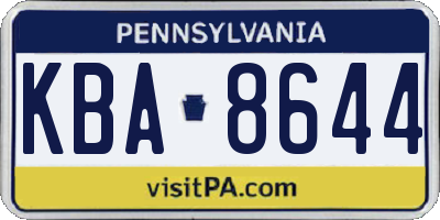 PA license plate KBA8644