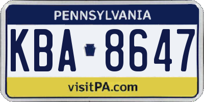 PA license plate KBA8647