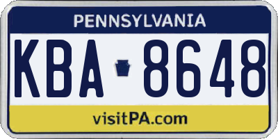 PA license plate KBA8648