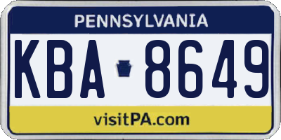 PA license plate KBA8649