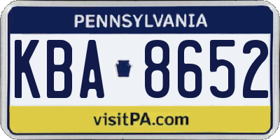 PA license plate KBA8652