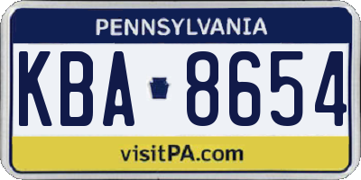 PA license plate KBA8654