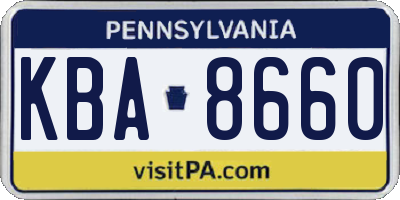 PA license plate KBA8660