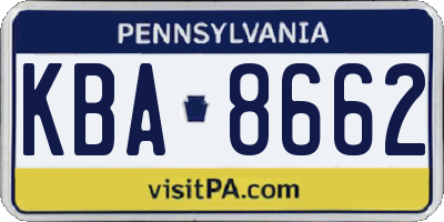 PA license plate KBA8662