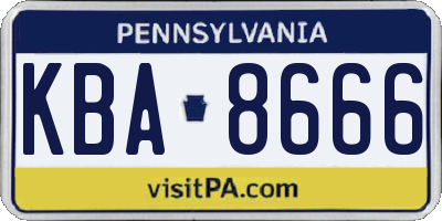 PA license plate KBA8666