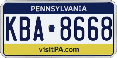 PA license plate KBA8668