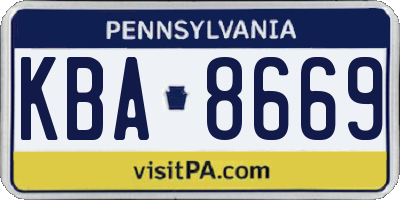 PA license plate KBA8669
