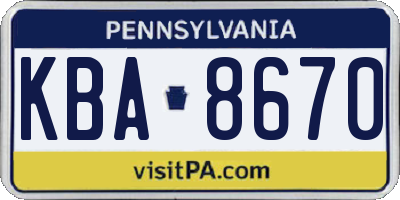 PA license plate KBA8670
