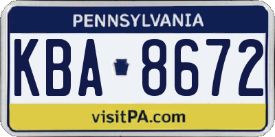 PA license plate KBA8672
