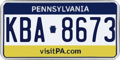PA license plate KBA8673