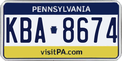 PA license plate KBA8674