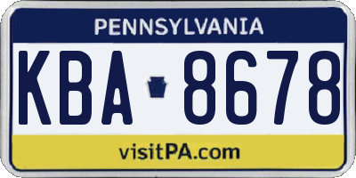 PA license plate KBA8678