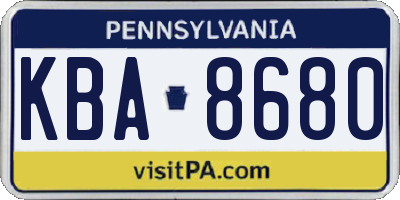 PA license plate KBA8680