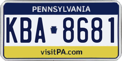 PA license plate KBA8681
