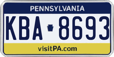 PA license plate KBA8693