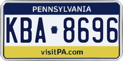 PA license plate KBA8696